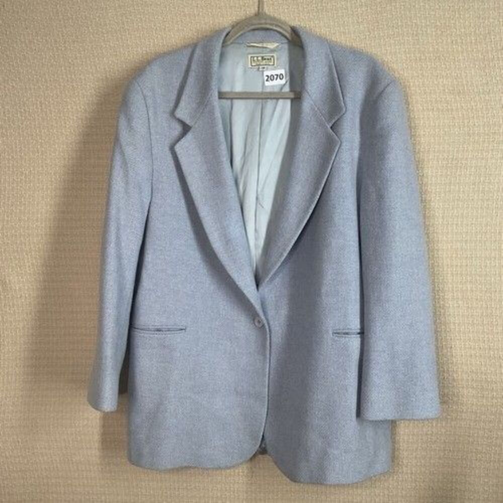 VTG 90s L.L. Bean Worsted Wool Mohair One Button Blazer Jacket Women Size 16R